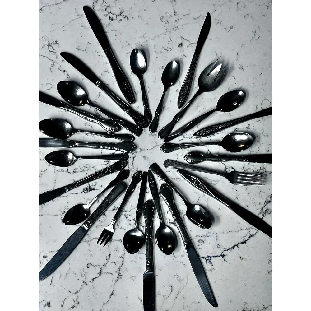 Craft Stainless Spoons Knives Forks Lot Of 26 Vtg Flatware Ornate Jewelry Making